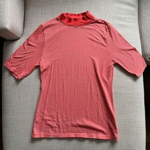 Red Striped Mockneck Top